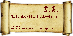 Milenkovits Radován névjegykártya